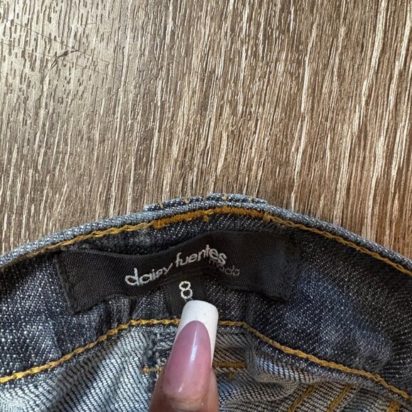 Daisy Fuentes Denim Mini Skirt Size 8 Dark Stone RN105543 Cotton Stretch - Picture 3 of 5